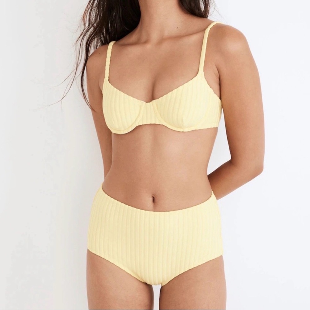 SOLID & STRIPED Ribbed Two-Piece Bikini in Lemonade